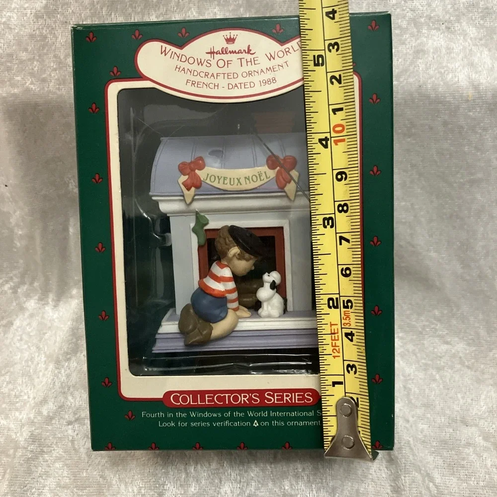 1988 Hallmark Windows Of The World French Ornament Boy & Poodle QX402-1 NEW